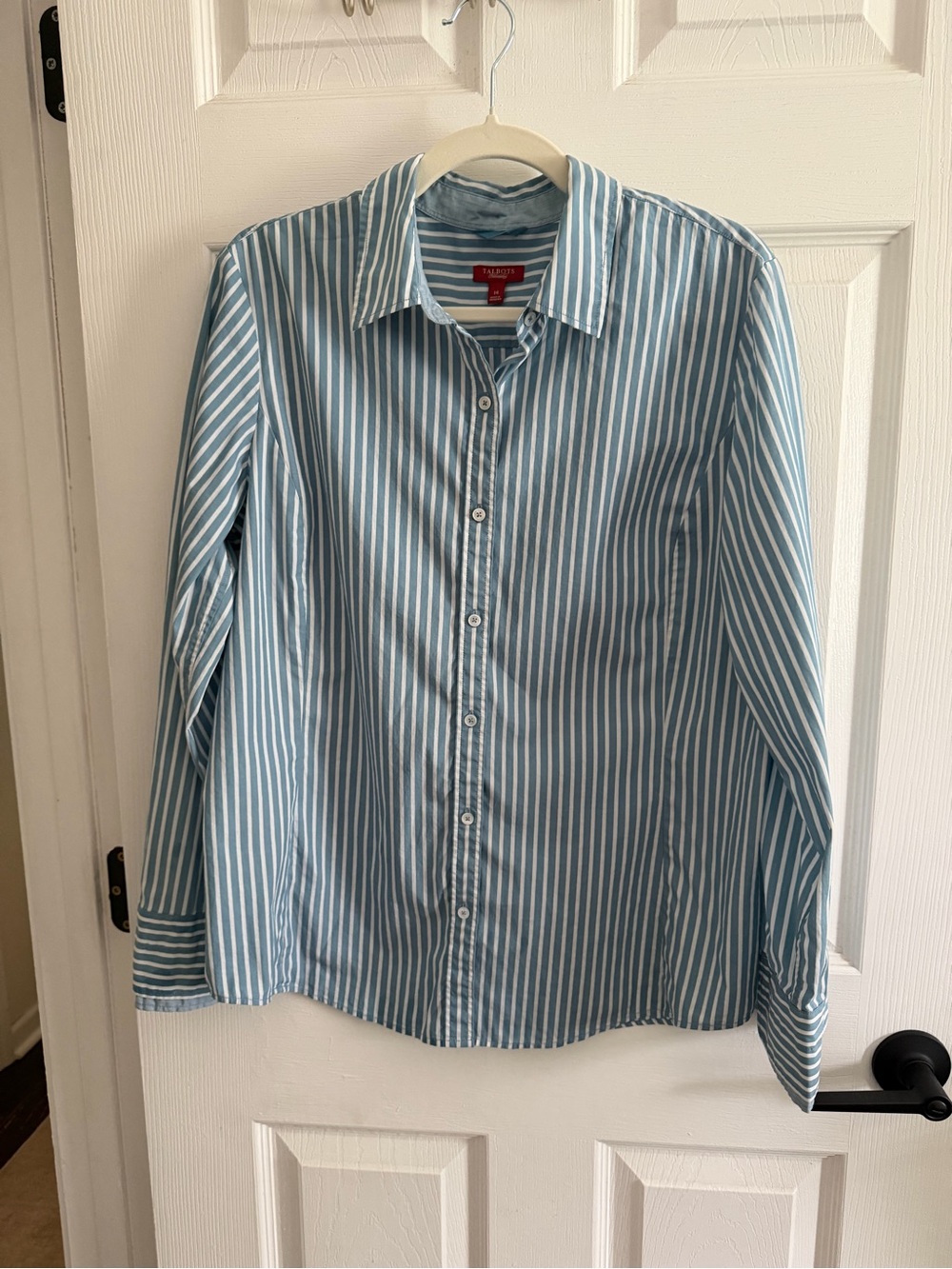 Talbots Light Blue and White Striped Button-Down Shirt